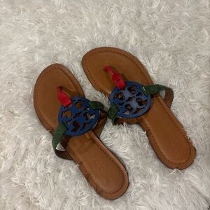Tory Burch Red and Blue Leather Sandals